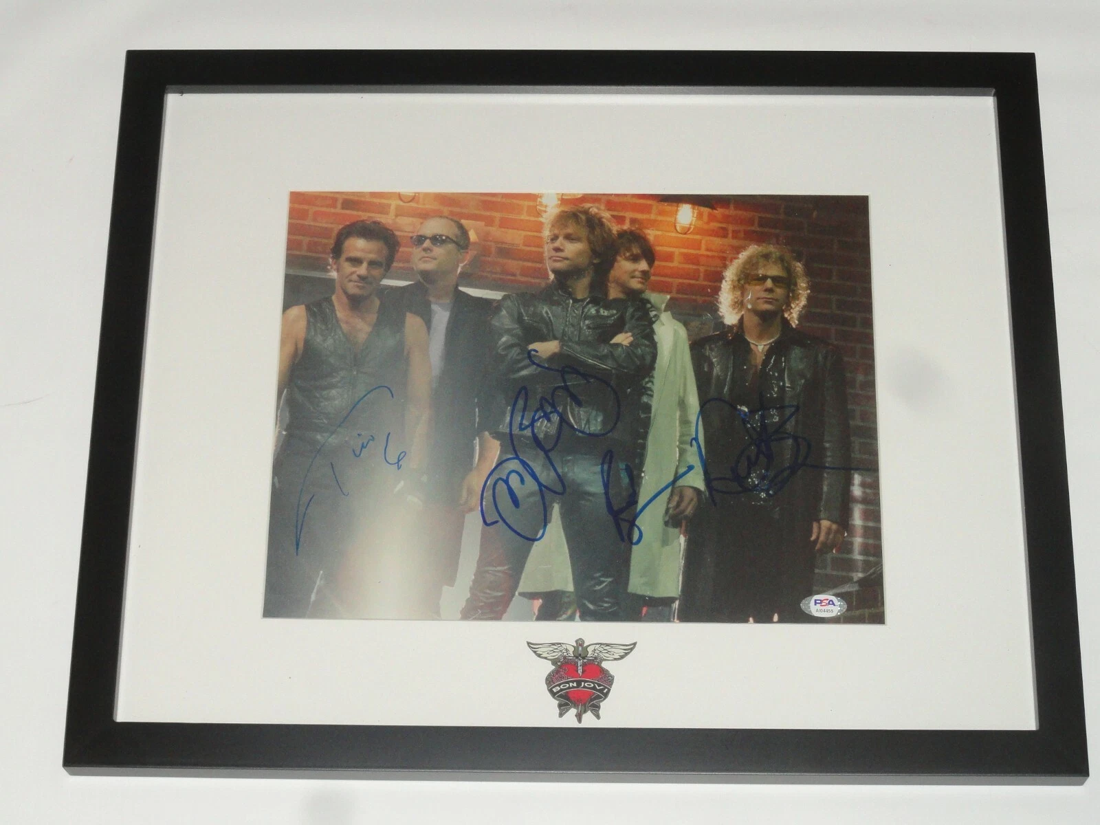 BON JOVI SIGNED FRAMED MATTED 11X14 PHOTO JON RICHIE SAMBORA DAVID TICO PSA LOA