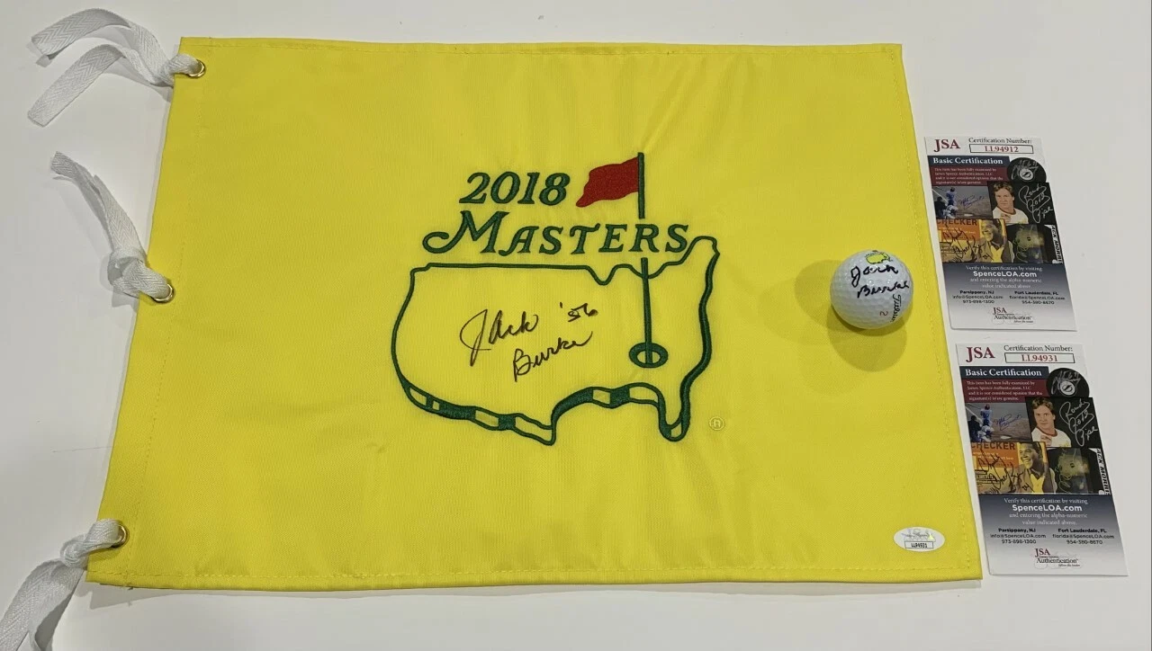 JACK BURKE SIGNED 2018 MASTERS FLAG & GOLF BALL 1956 CHAMPION VERY RARE JSA COA