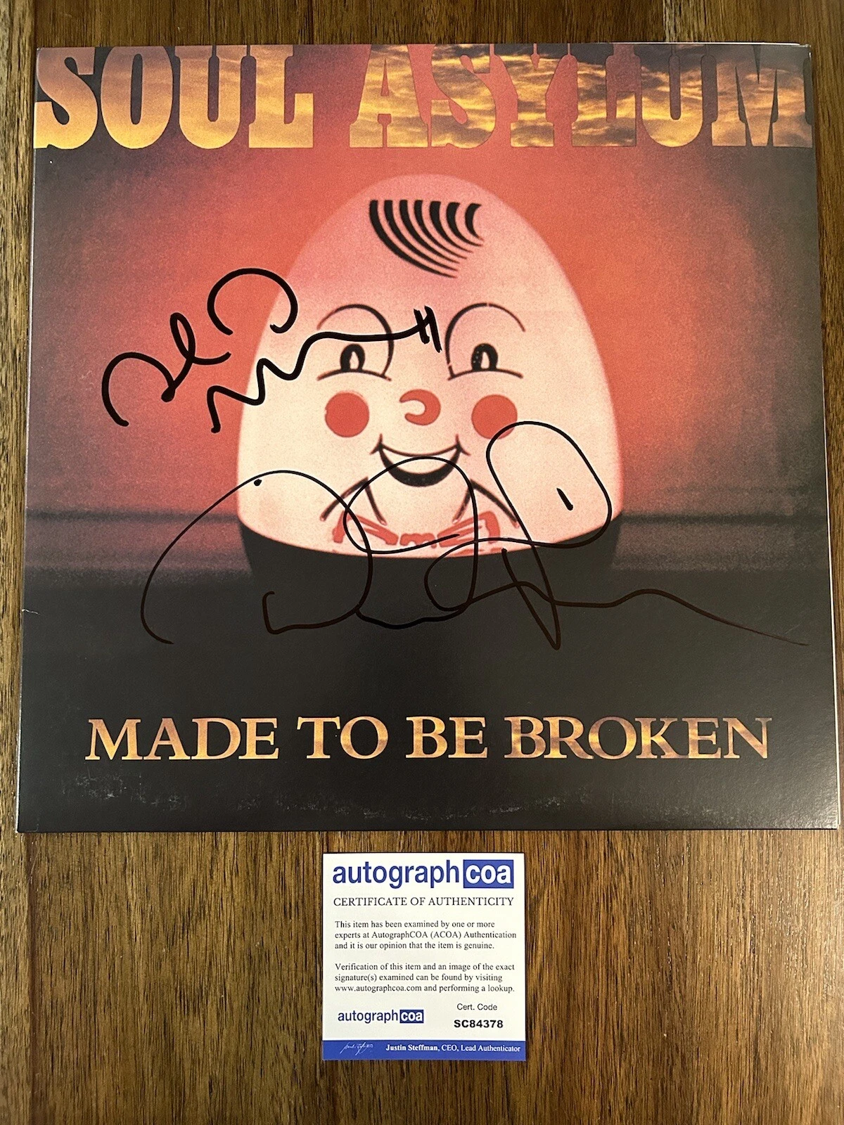 Dave Pirner & Dan Murphy ‘Soul Asylum’ Signed Vinyl ‘Made To Be Broken’ ACOA