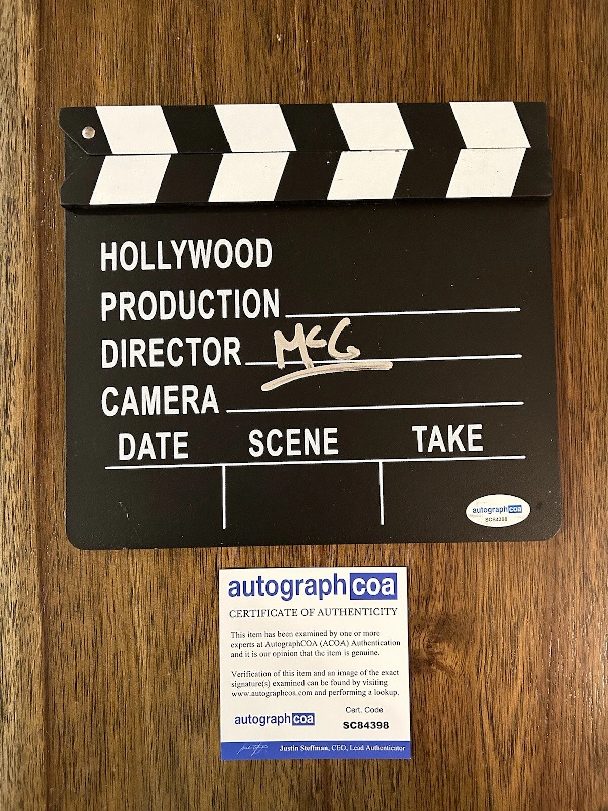 ‘MCG’ SIGNED DIRECTOR BOARD CLAPPER CLAPBOARD JOSEPH NICHOL ACOA COLLECTIBLE MEMORABILIA