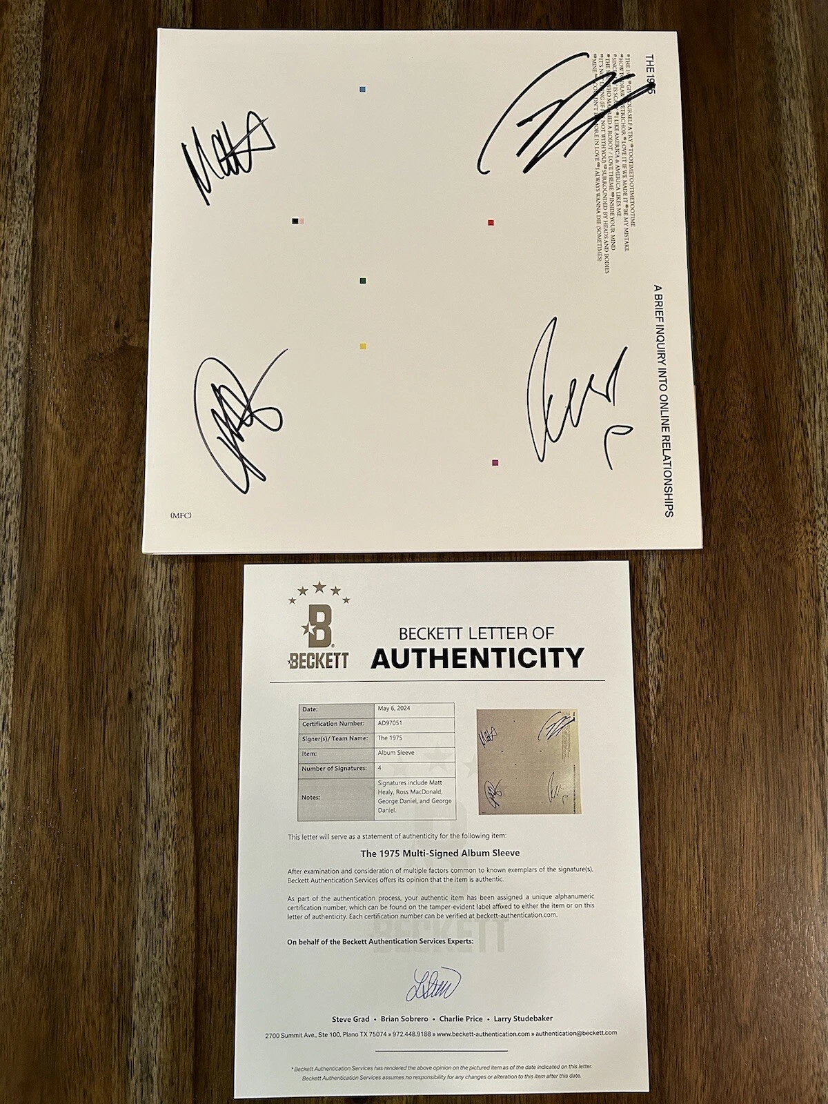 ‘The 1975’ Full Band Signed Vinyl Album Matt Healy A Brief Inquiry Beckett LOA