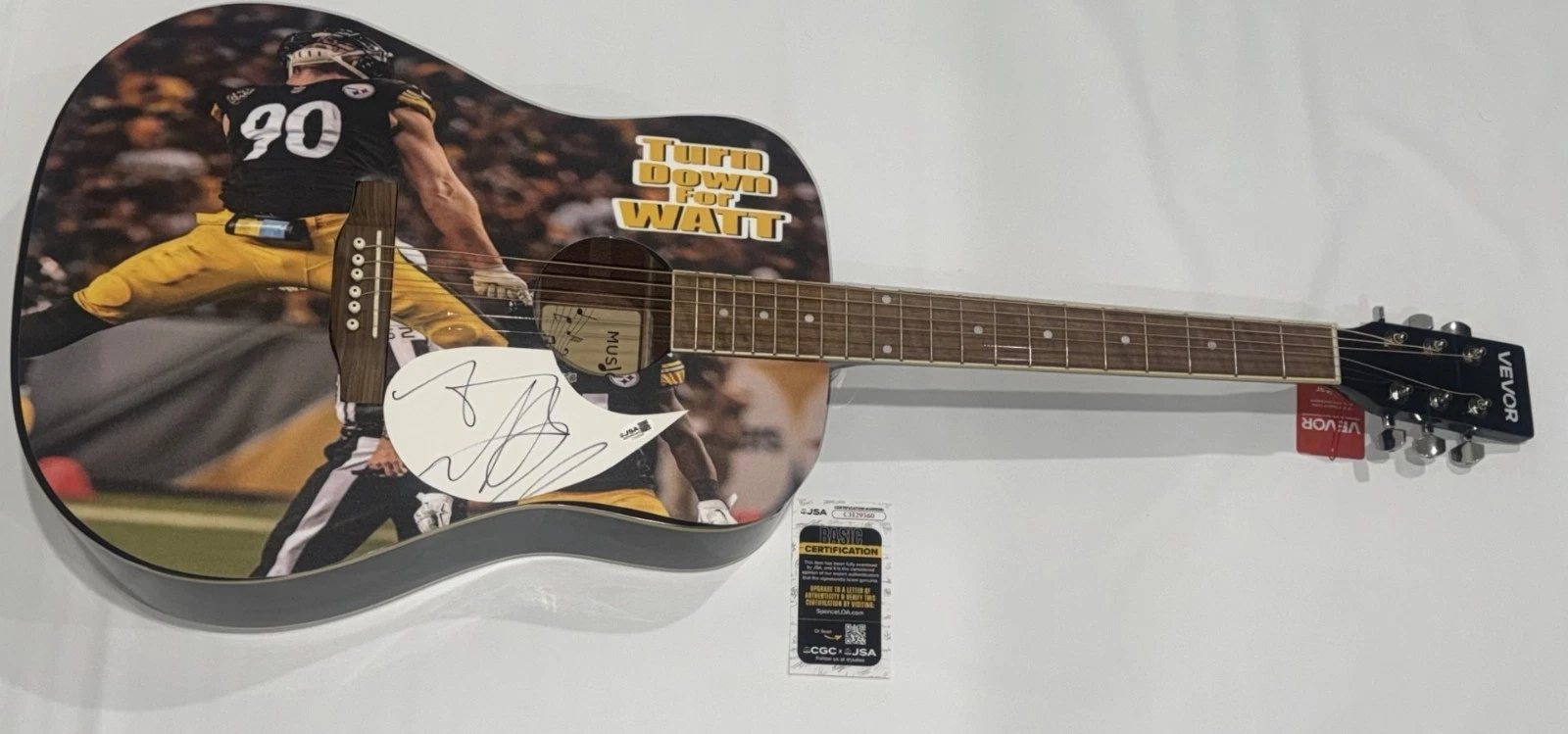 TJ WATT SIGNED CUSTOM ACOUSTIC GUITAR PITTSBURGH STEELERS T.J. JSA COA