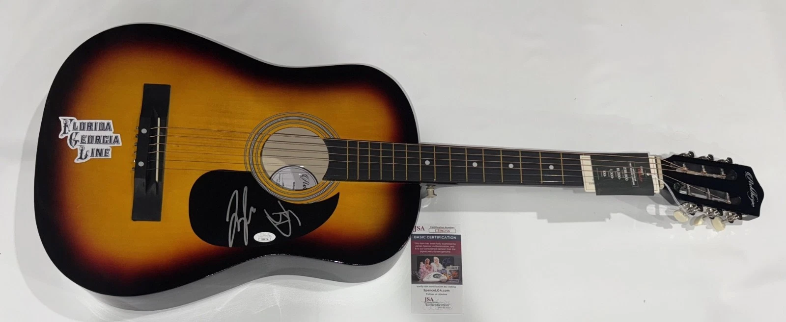 FLORIDA GEORGIA LINE SIGNED SUNBURST GUITAR TYLER HUBBARD BRIAN KELLEY JSA COA