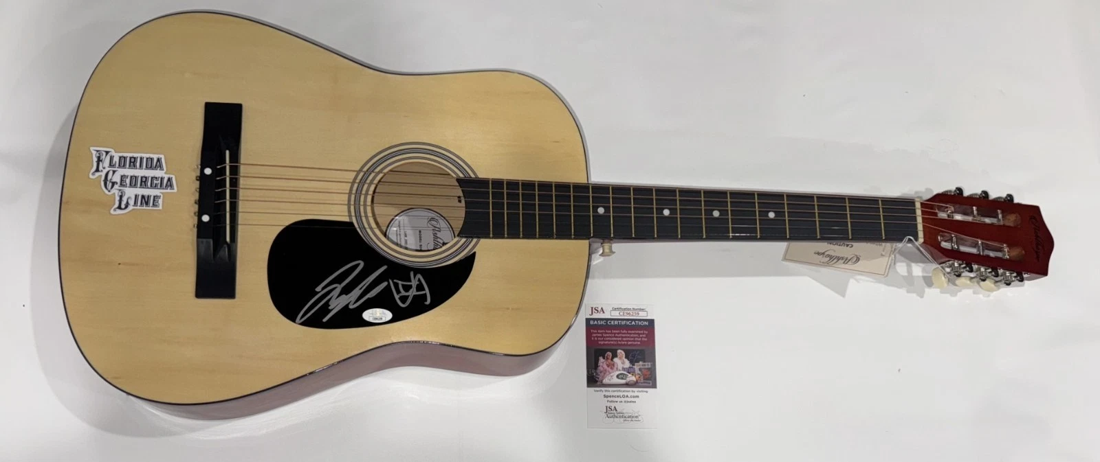 FLORIDA GEORGIA LINE SIGNED NATURAL GUITAR TYLER HUBBARD BRIAN KELLEY JSA COA