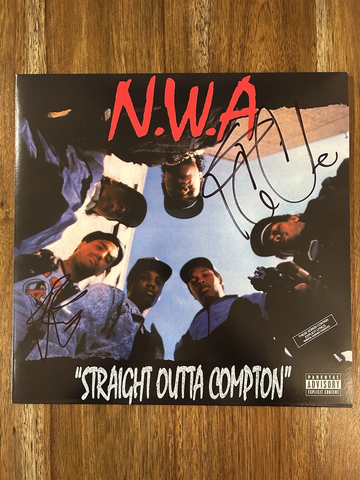 Ice Cube & DJ Yella NWA Signed Straight Outta Compton Record Vinyl Album Beckett