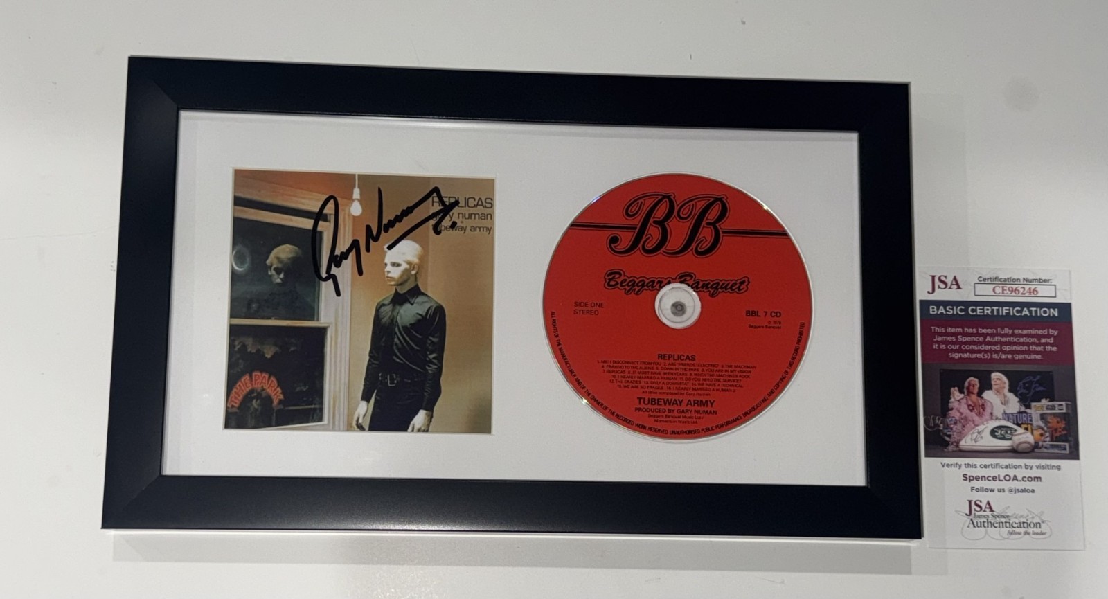 GARY NUMAN SIGNED FRAMED REPLICAS CD TUBEWAY ARMY JSA COA