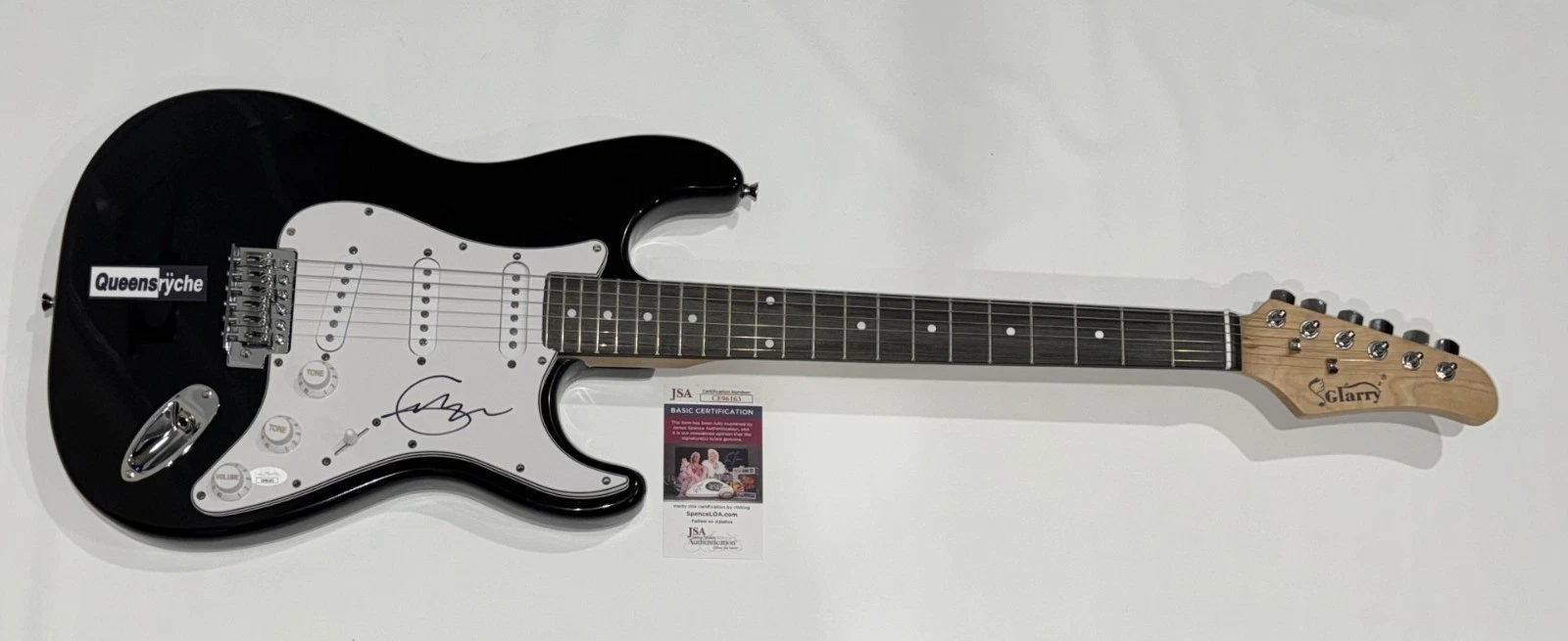 GEOFF TATE SIGNED BLACK ELECTRIC GUITAR QUEENSRYCHE JSA COA