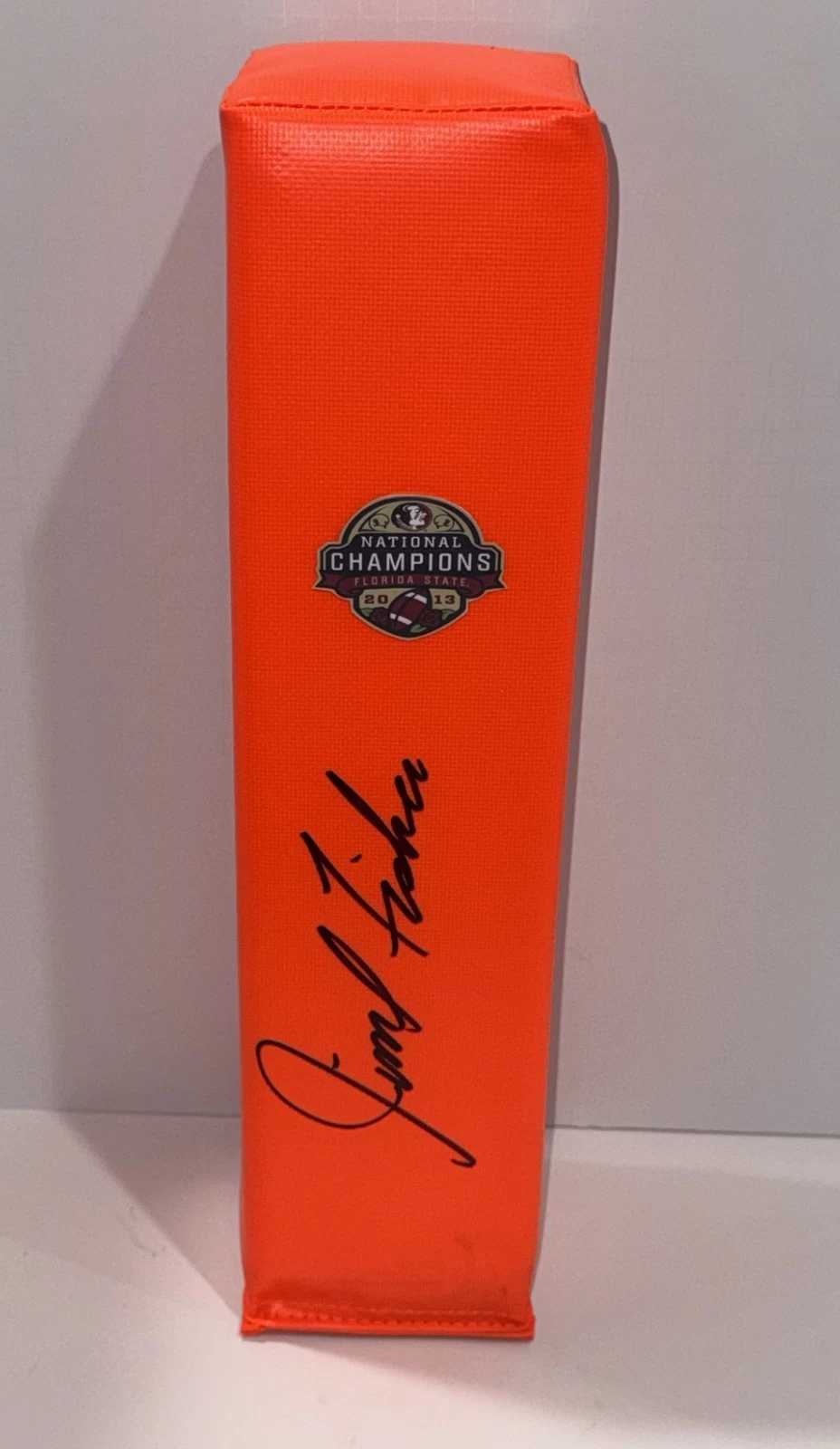 JIMBO FISHER SIGNED TOUCHDOWN PYLON FLORIDA ST. SEMINOLES 2013 NATIONAL CHAMPS