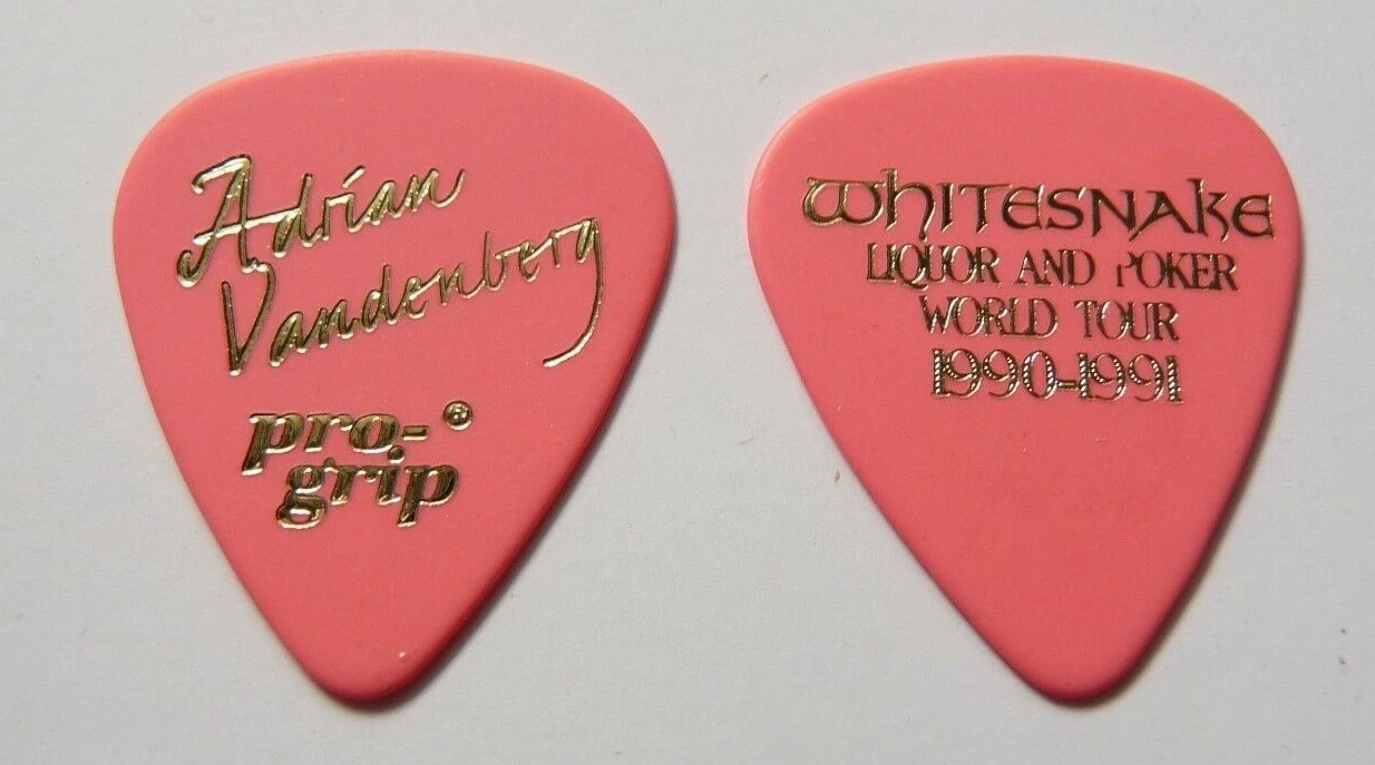 ADRIAN VANDENBERG WHITESNAKE 1990-91 GOLD ON PINK TOUR ISSUED GUITAR PICK RARE