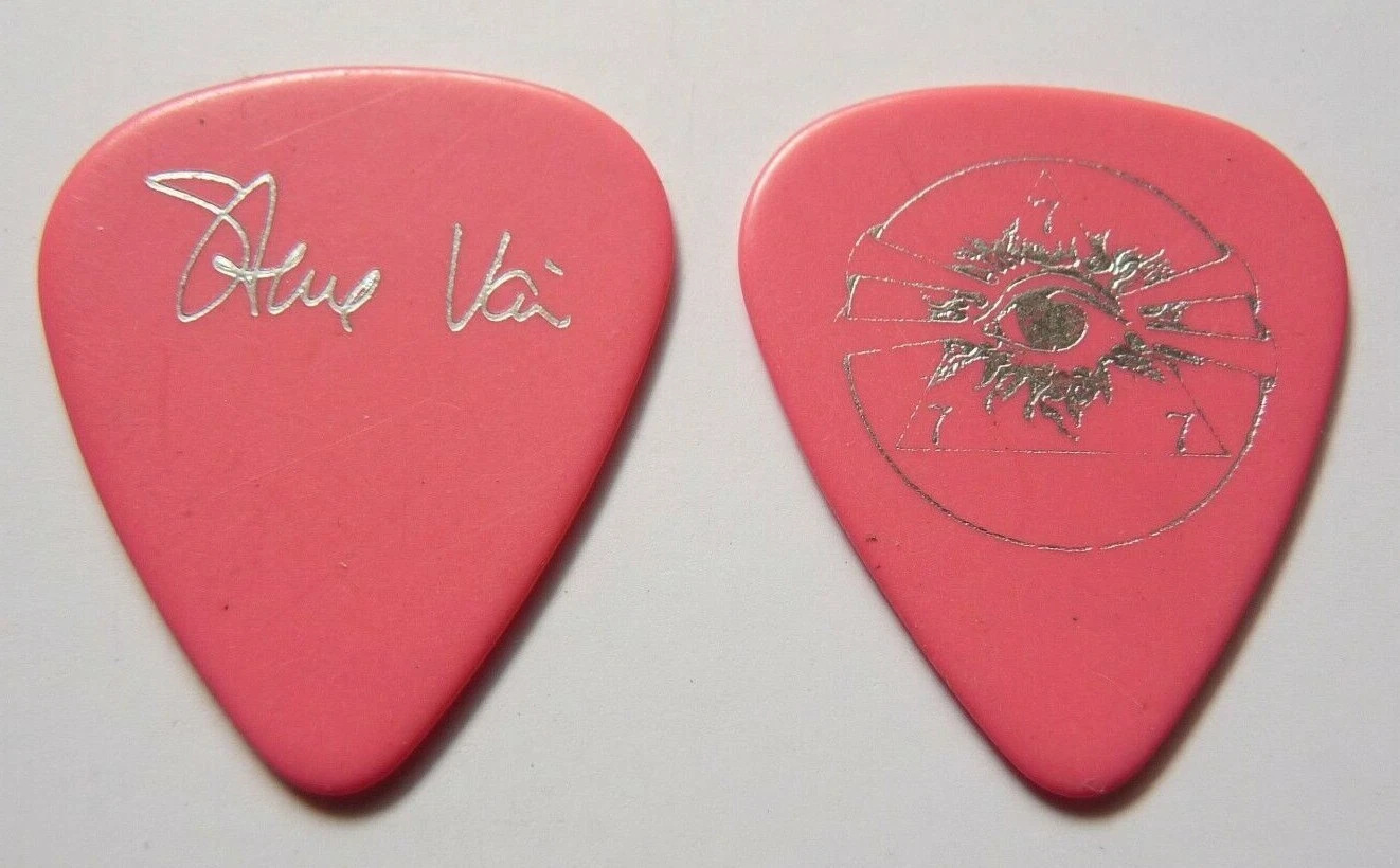 STEVE VAI SILVER ON PINK 1990 HEAT WITHOUT LIGHT TOUR ISSUED GUITAR PICK RARE COLLECTIBLE MEMORABILIA