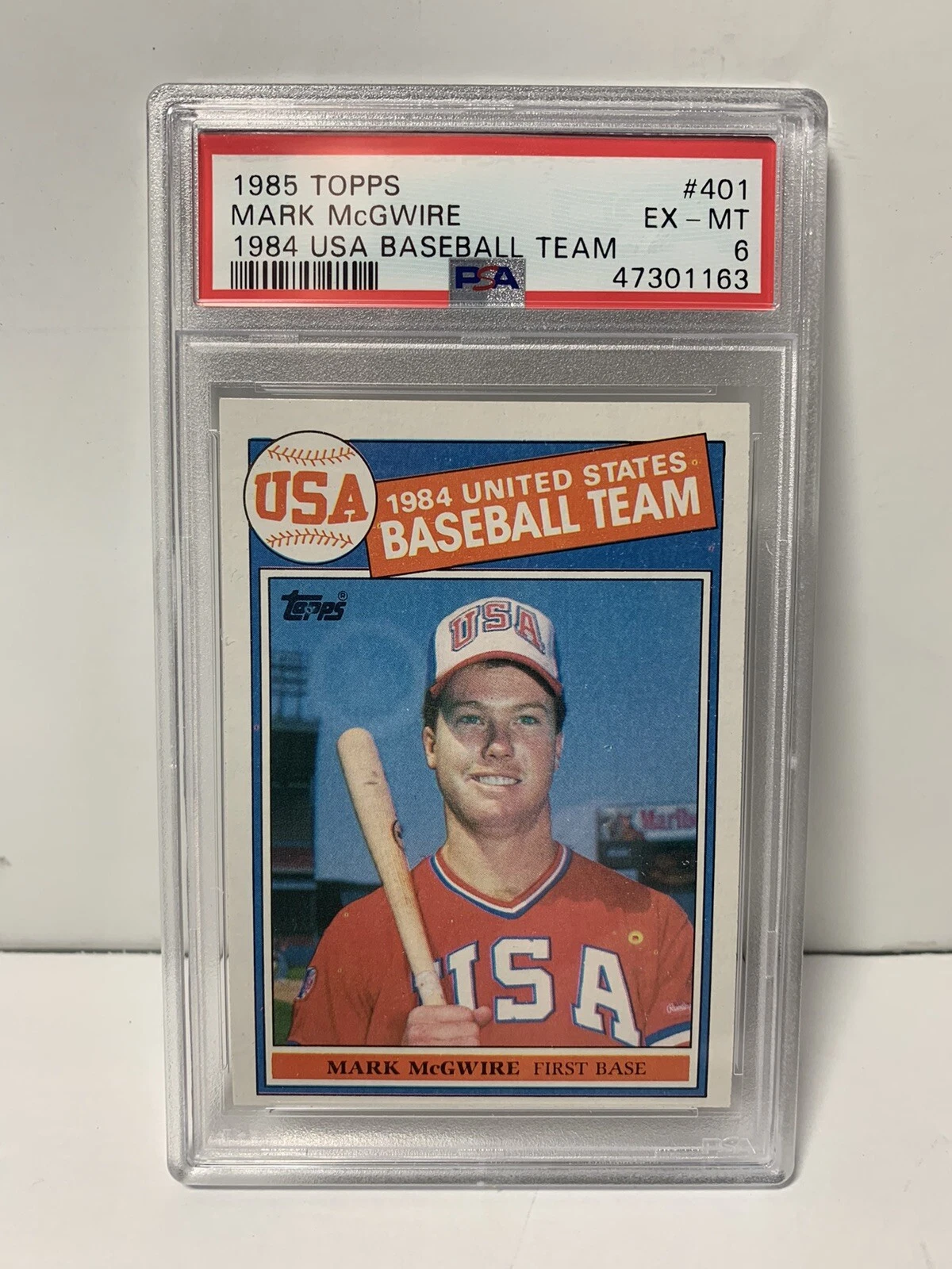 1985 Topps Mark McGwire Rookie Baseball Card #401 PSA 6 EX-MT #1 RC