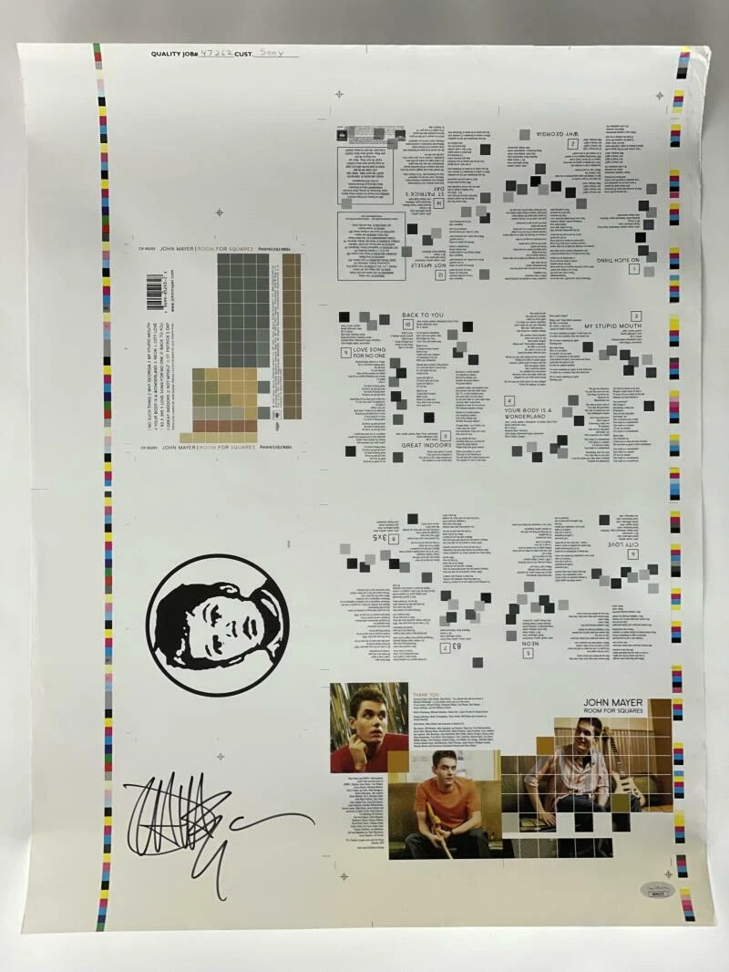 JOHN MAYER SIGNED AUTOGRAPH 18X24 ROOM FOR SQUARES UNCUT CD SHEET POSTER - JSA
