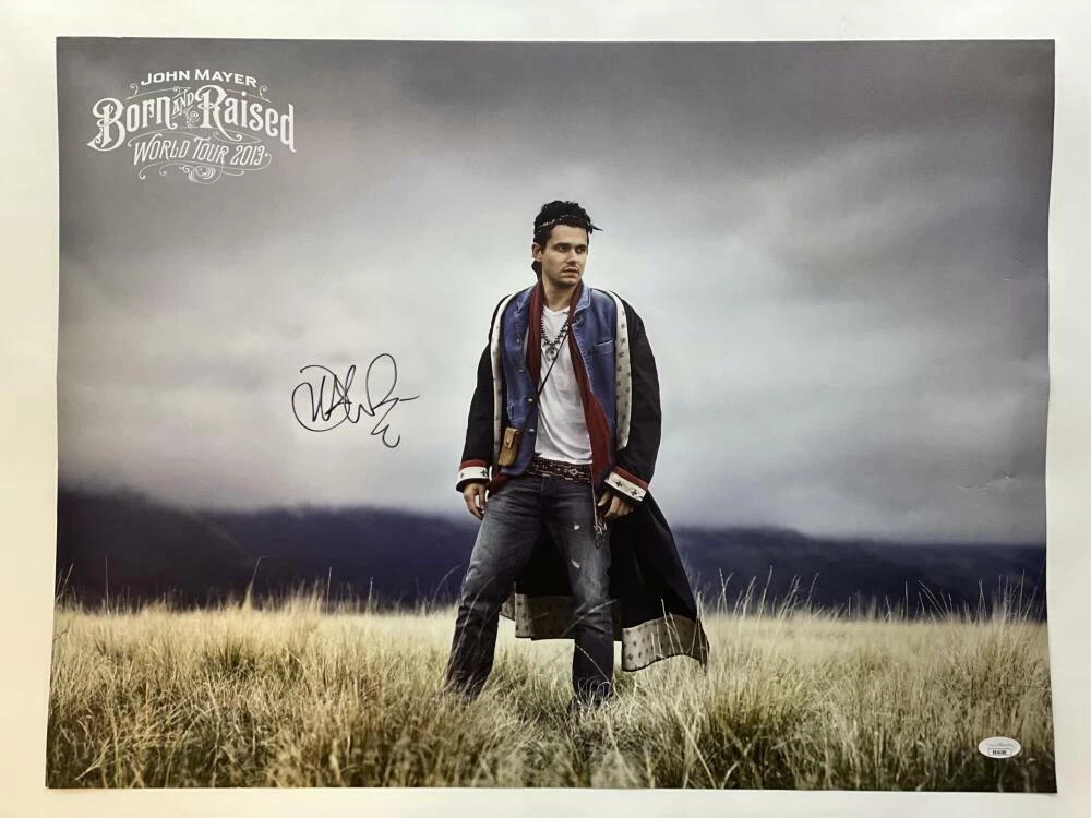 JOHN MAYER SIGNED AUTOGRAPH 18X24 CONCERT TOUR POSTER - BORN AND RAISED RARE JSA
