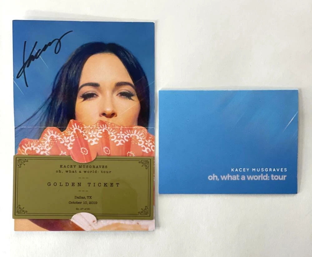 KACEY MUSGRAVES SIGNED AUTOGRAPH OH, WHAT A WOLRD TOUR DALLAS GOLDEN TICKET JSA
