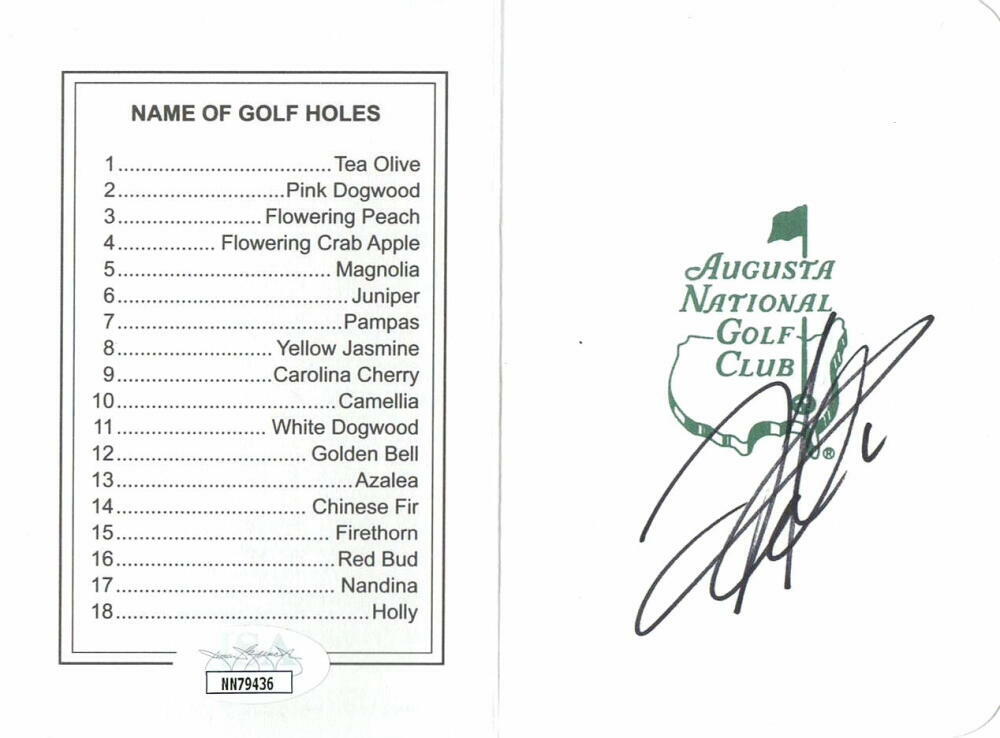 HIDEKI MATSUYAMA SIGNED AUTOGRAPH AUGUSTA NATIONAL SCORECARD - MASTERS CHAMP JSA
