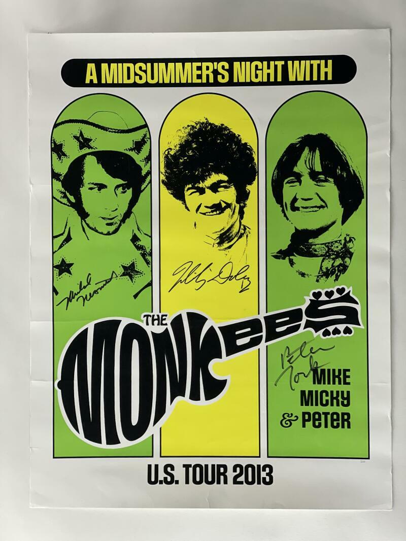 MICKY DOLENZ, NESMITH, PETER TORK MONKEES SIGNED AUTOGRAPH 18X24 CONCERT POSTER