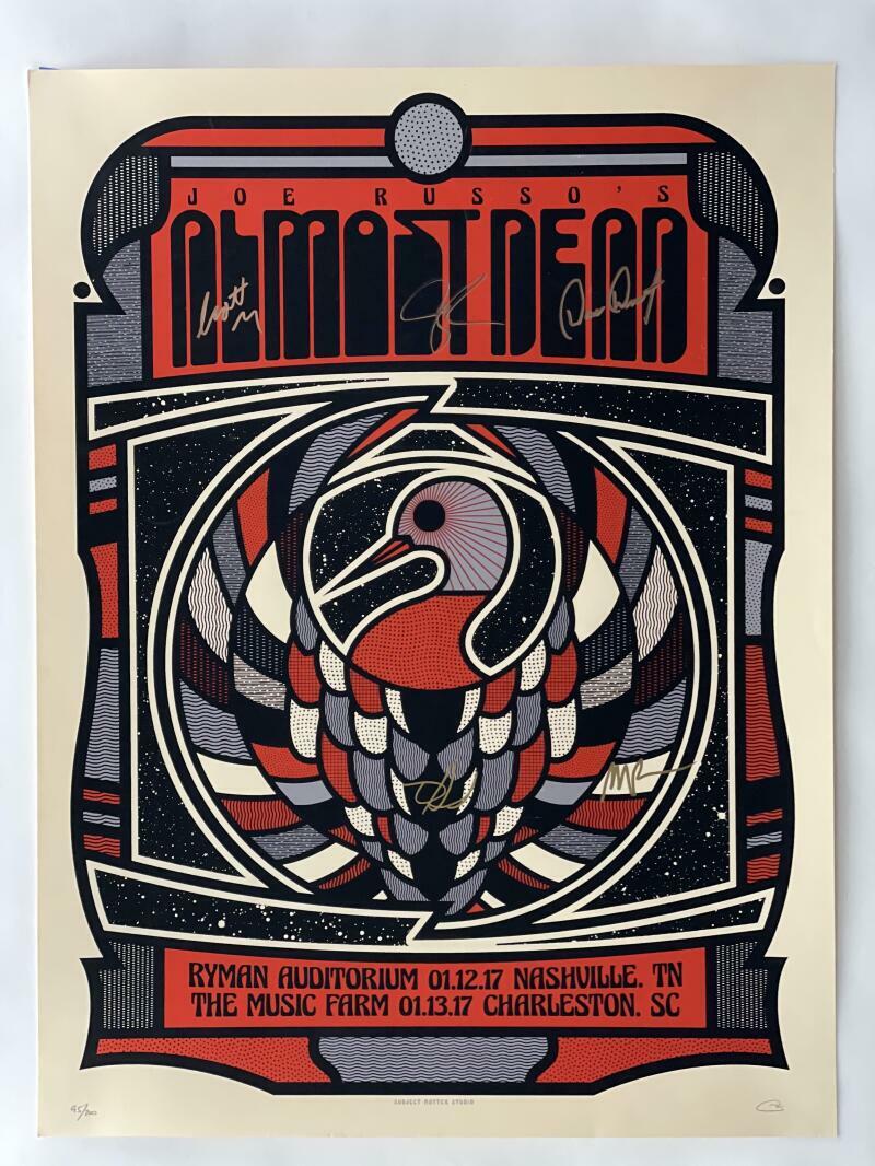 JOE RUSSO'S ALMOST DEAD SIGNED AUTOGRAPH 18X24 CONCERT TOUR POSTER 2017 GRATEFUL
