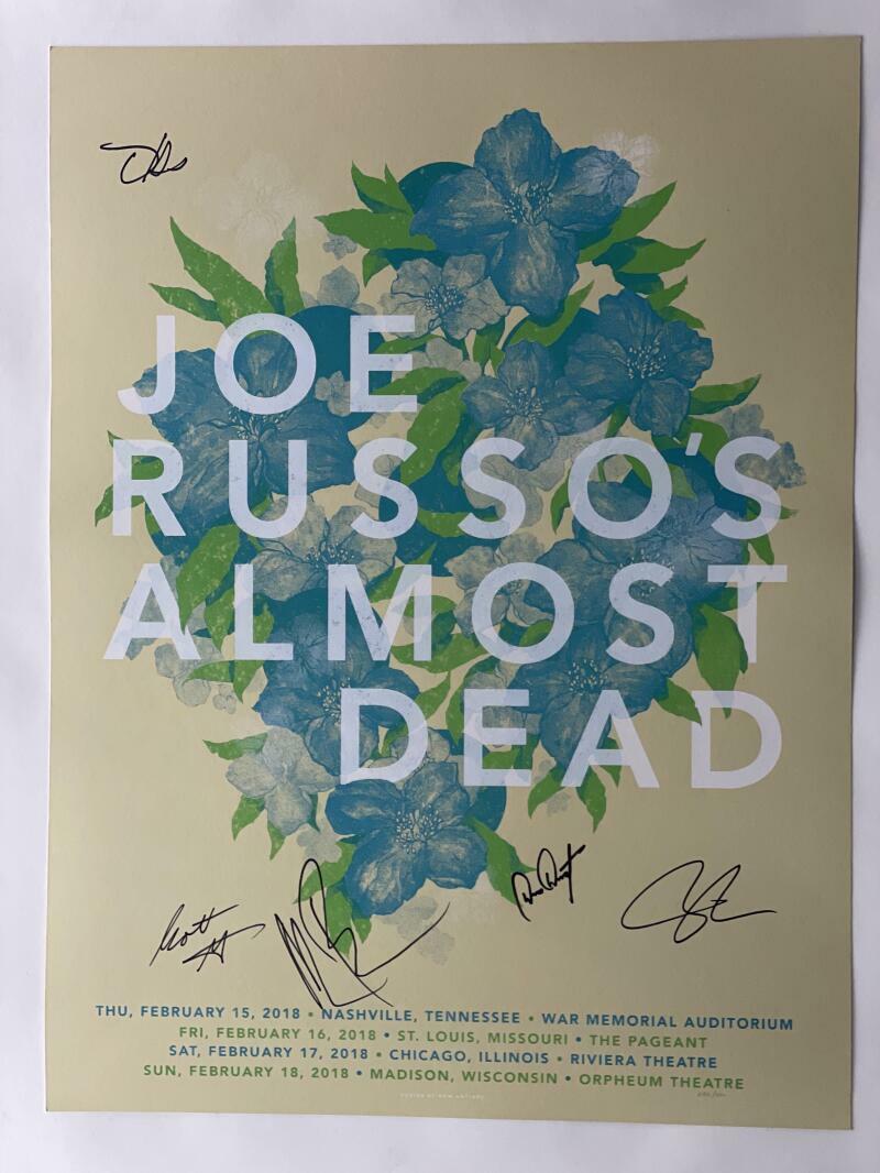 JOE RUSSO'S ALMOST DEAD SIGNED AUTOGRAPH 18X24 CONCERT TOUR POSTER CHICAGO 2019