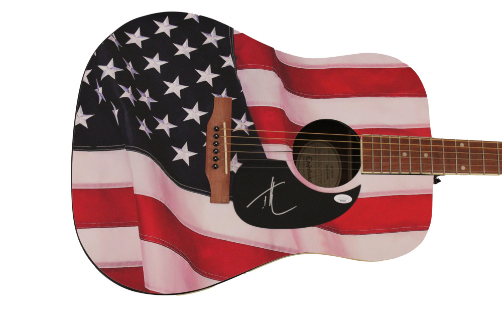 TIM MCGRAW SIGNED AUTOGRAPH CUSTOM AMERICAN FLAG GIBSON EPIPHONE GUITAR JSA