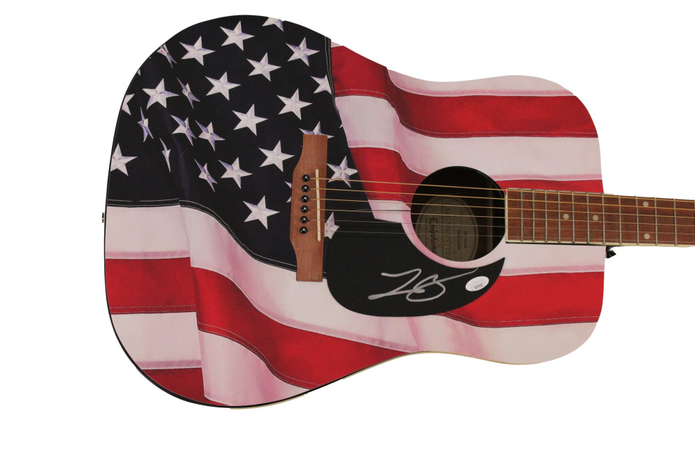 LEE BRICE SIGNED AUTOGRAPH CUSTOM AMERICAN FLAG GIBSON EPIPHONE GUITAR W/ JSA