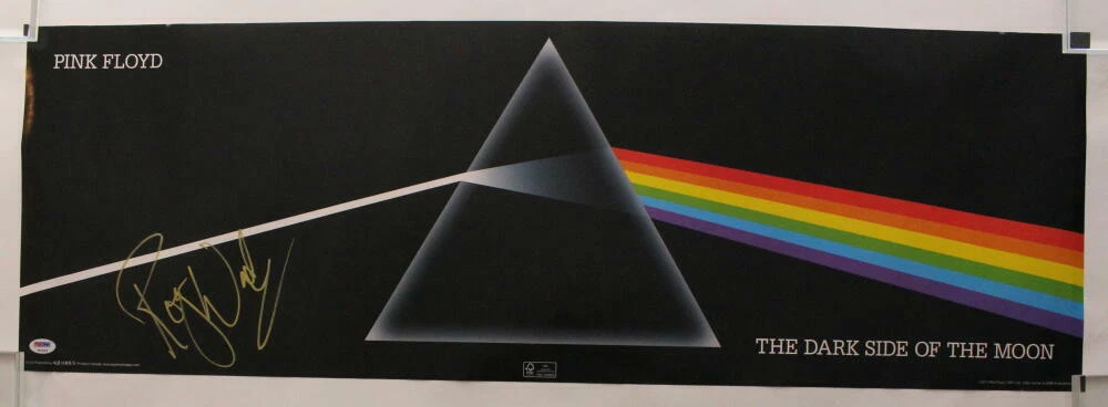 ROGER WATERS SIGNED AUTOGRAPH 12x36 DARK SIDE OF THE MOON PINK FLOYD POSTER PSA