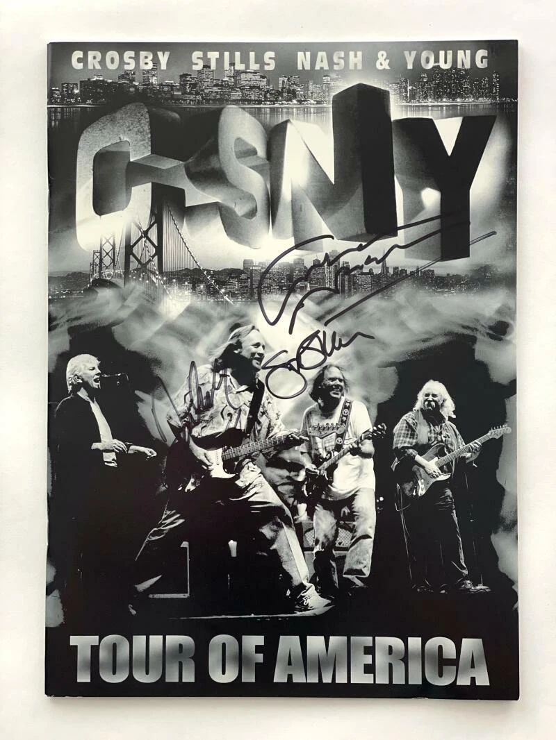 DAVID CROSBY, GRAHAM NASH, STEPHEN STILLS SIGNED AUTOGRAPH TOUR PROGRAM JSA LOA