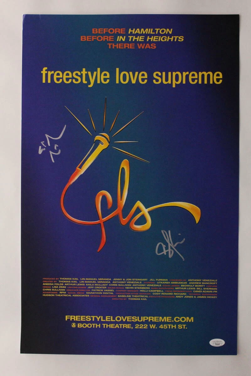 LIN MANUEL MIRANDA +1 AUTOGRAPH FREESTYLE LOVE SUPREME WINDOW CARD HAMILTON JSA