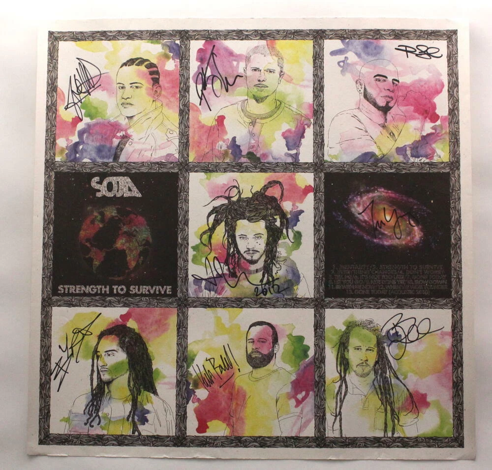 SOJA BAND (X8) SIGNED AUTOGRAPH 21X21 STRENGTH TO SURVIVE CONCERT TOUR POSTER