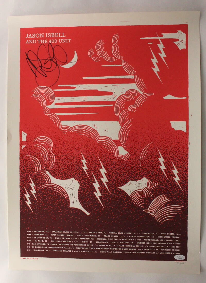 JASON ISBELL AND THE 400 UNIT SIGNED AUTOGRAPH 16X20 CONCERT TOUR POSTER W/ JSA