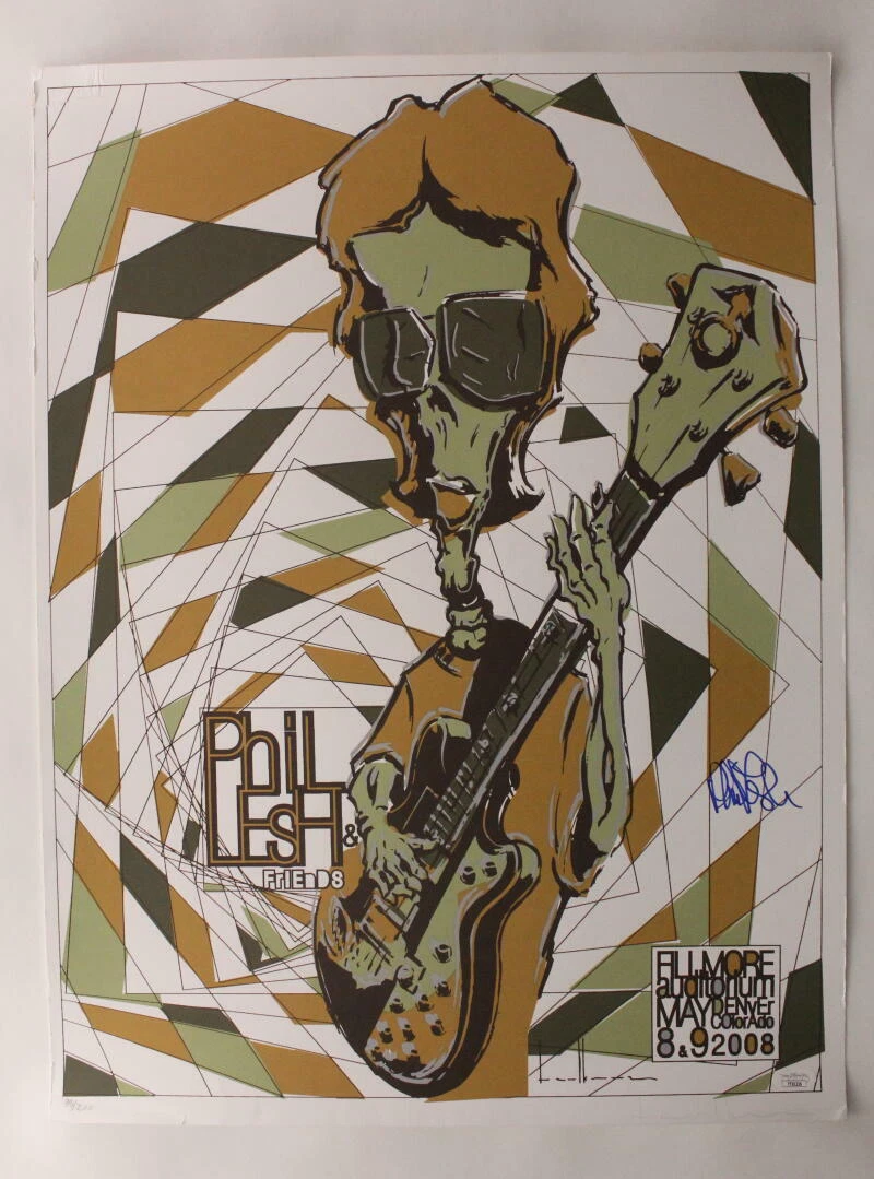 PHIL LESH SIGNED AUTOGRAPH 18X24 CONCERT TOUR POSTER GRATEFUL DEAD *DAMAGED* JSA