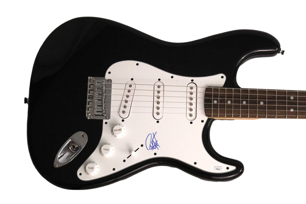 ROBERT TRUJILLO SIGNED AUTOGRAPH FS BLACK FENDER ELECTRIC GUITAR - METALLICA JSA