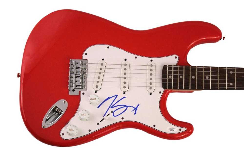 NIKKI SIXX SIGNED AUTOGRAPH FULL SIZE RED FENDER ELECTRIC GUITAR MOTELY CRUE JSA