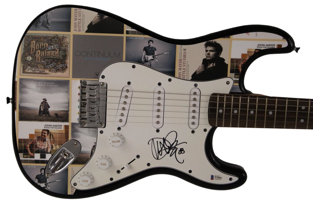 JOHN MAYER SIGNED AUTOGRAPH CUSTOM FENDER ELECTRIC GUITAR HEAVIER THINGS W/ BAS