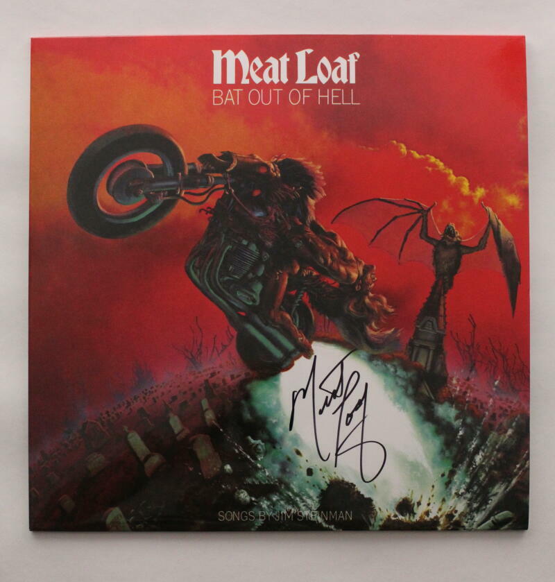 MEAT LOAF SIGNED AUTOGRAPH ALBUM VINYL RECORD - BAT OUT OF HELL ROCK ICON W/ JSA