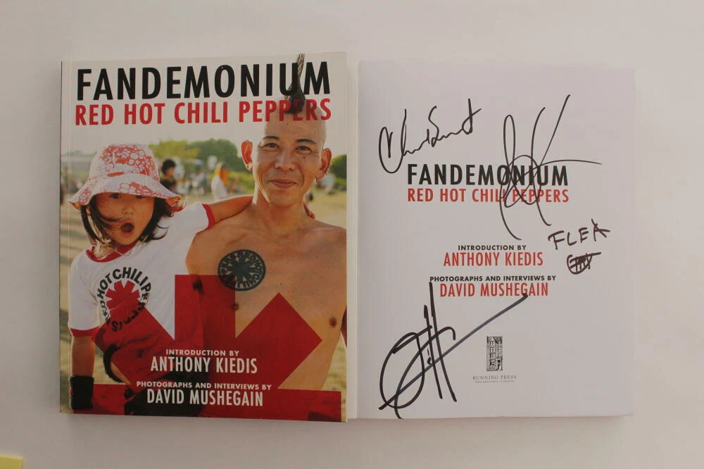 RED HOT CHILI PEPPERS BAND (X4) SIGNED AUTOGRAPH FANDEMONIUM BOOK ANTHONY KIEDIS