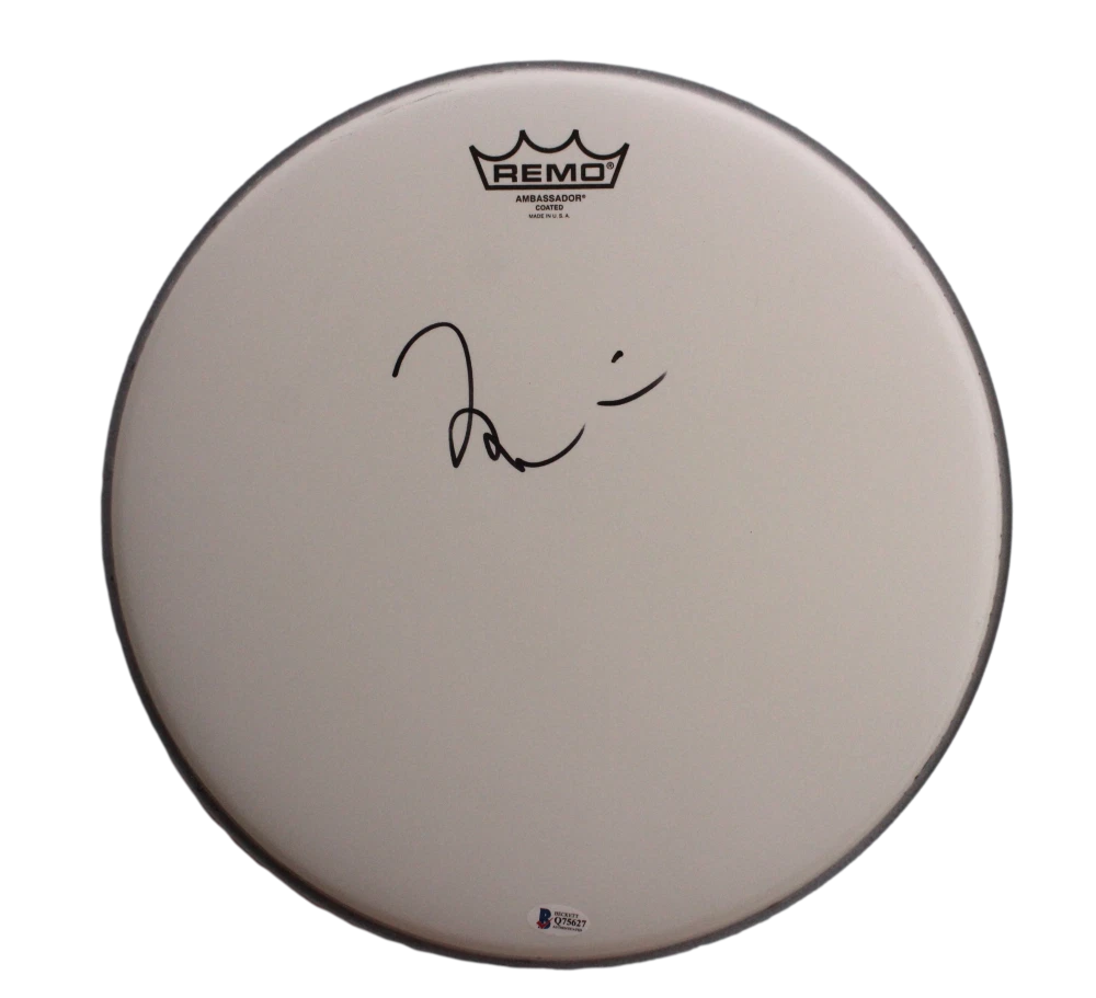 TAYLOR HAWKINS SIGNED AUTOGRAPH 14″ DRUMHEAD – FOO FIGHTERS ONE BY ONE W/ BAS COLLECTIBLE MEMORABILIA