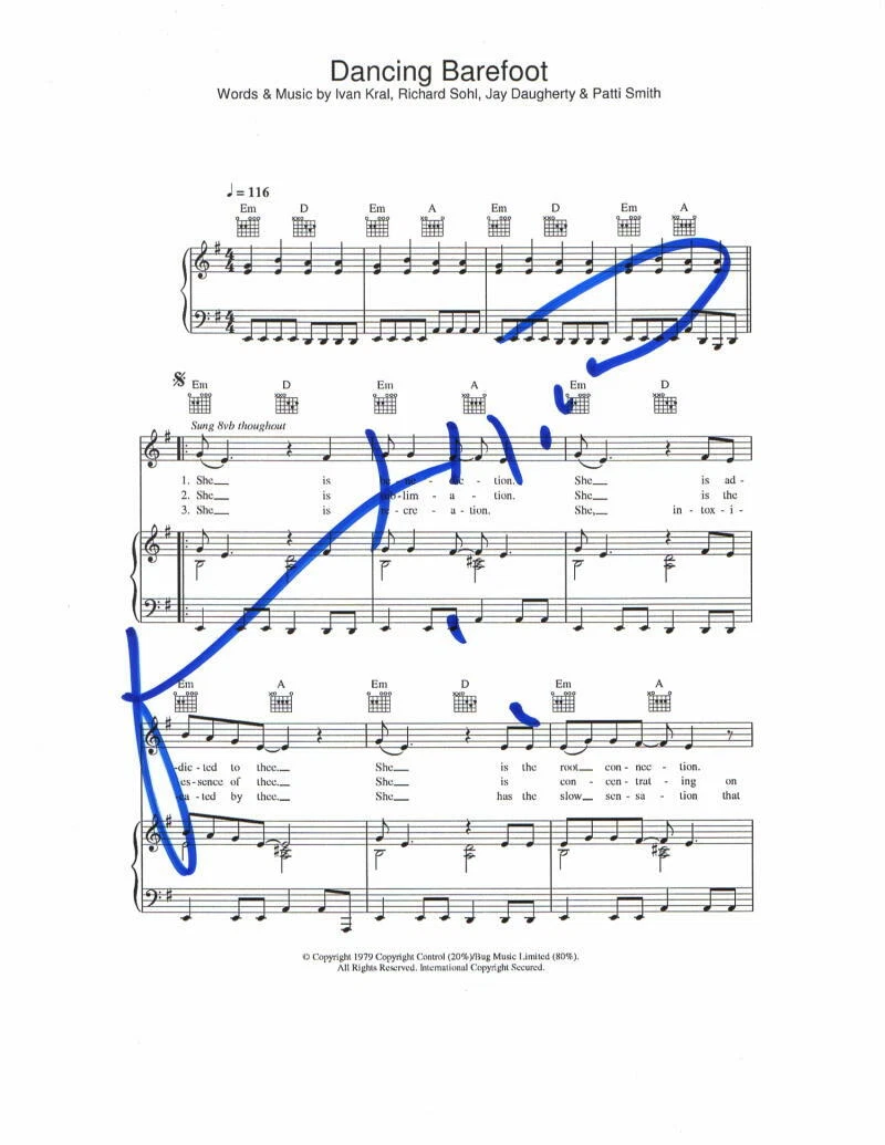 PATTI SMITH SIGNED AUTOGRAPH 