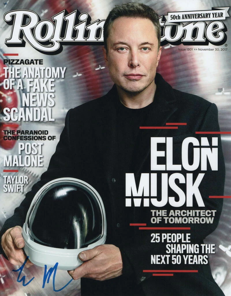 ELON MUSK SIGNED AUTOGRAPH ROLLING STONE 11X14 PHOTO - TESLA & SPACEX CEO ACOA