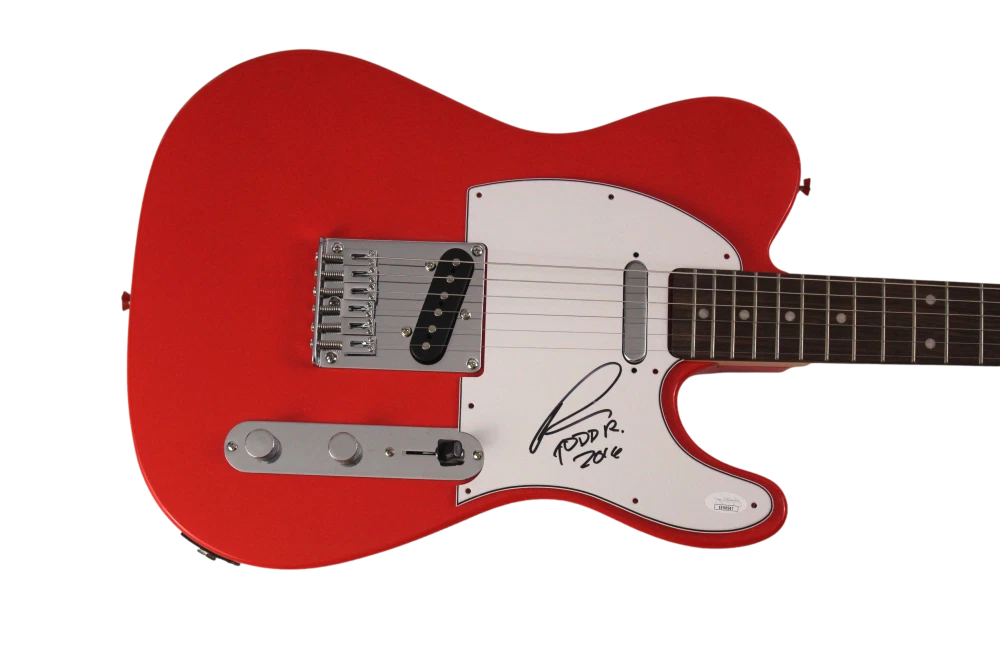 TODD RUNDGREN SIGNED AUTOGRAPH RED FENDER TELECASTER ELECTRIC GUITAR UTOPIA JSA