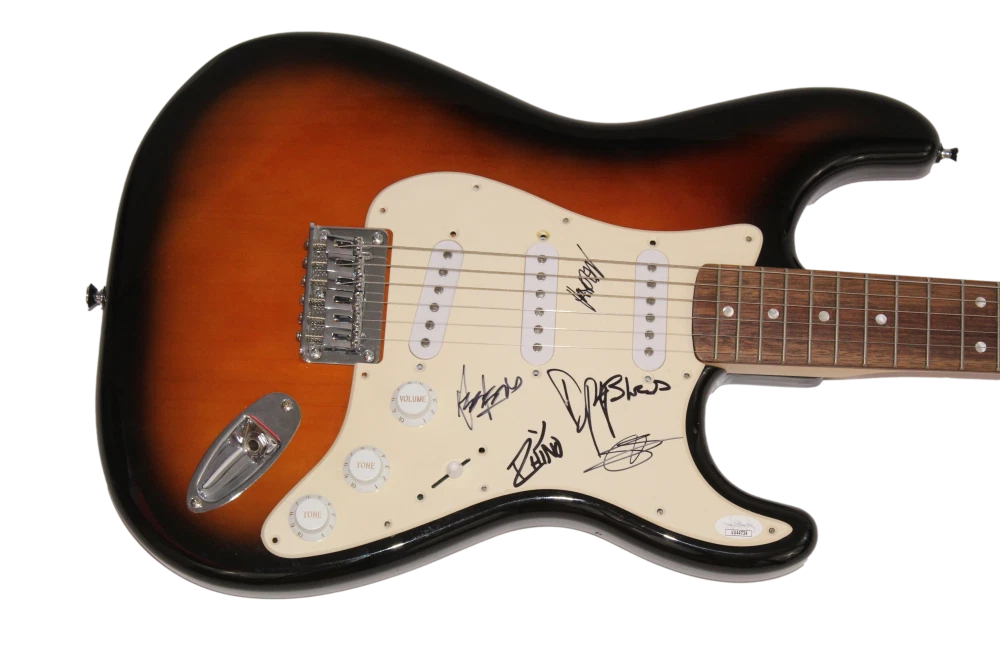 AWOLNATION FULL BAND SIGNED AUTOGRAPH FULL SIZE FENDER ELECTRIC GUITAR - JSA COA