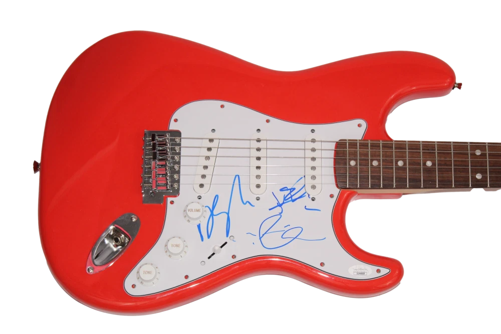 THE STRUTS BAND (X3) SIGNED AUTOGRAPH FULL SIZE RED FENDER ELECTRIC GUITAR - JSA