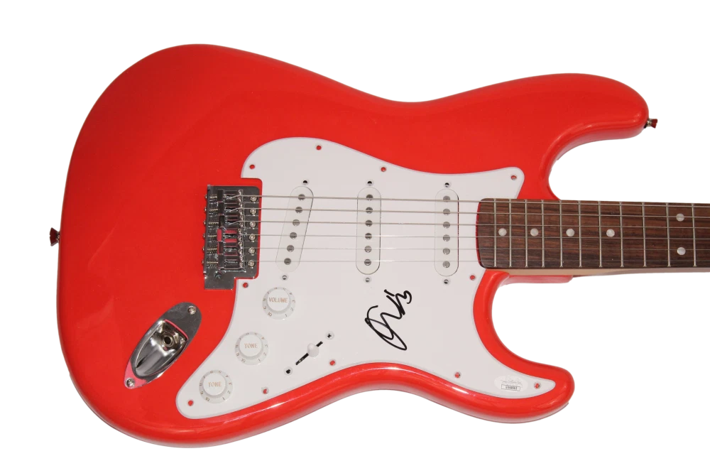 ORIANTHI PANAGARIS SIGNED AUTOGRAPH RED FENDER ELECTRIC GUITAR - RARE JSA COA