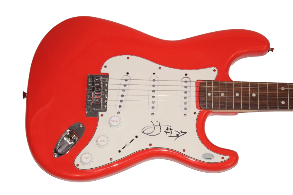 JIM JAMES SIGNED AUTOGRAPH RED FENDER ELECTRIC GUITAR MY MORNING JACKET PSA COA