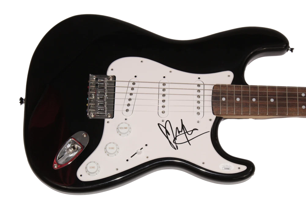 MITCHY COLLINS SIGNED AUTOGRAPH BLACK FENDER ELECTRIC GUITAR LOVELYTHEBAND JSA