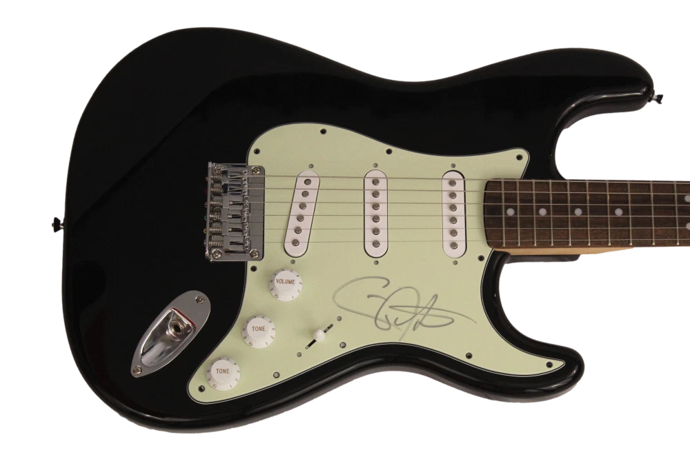 CARLOS SANTANA SIGNED AUTOGRAPH BLACK FENDER ELECTRIC GUITAR - RARE! W/ JSA COA