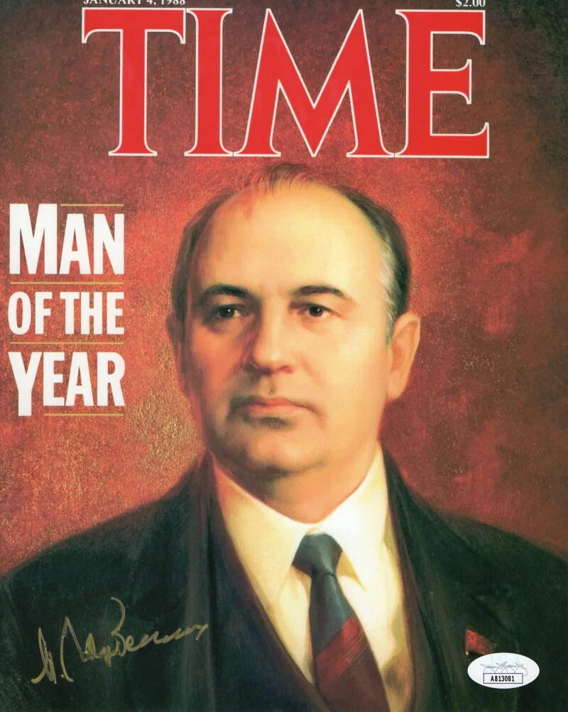 MIKHAIL GORBACHEV SIGNED AUTOGRAPH 8X10 TIME MAGAZINE PHOTO - VERY RARE W/ JSA