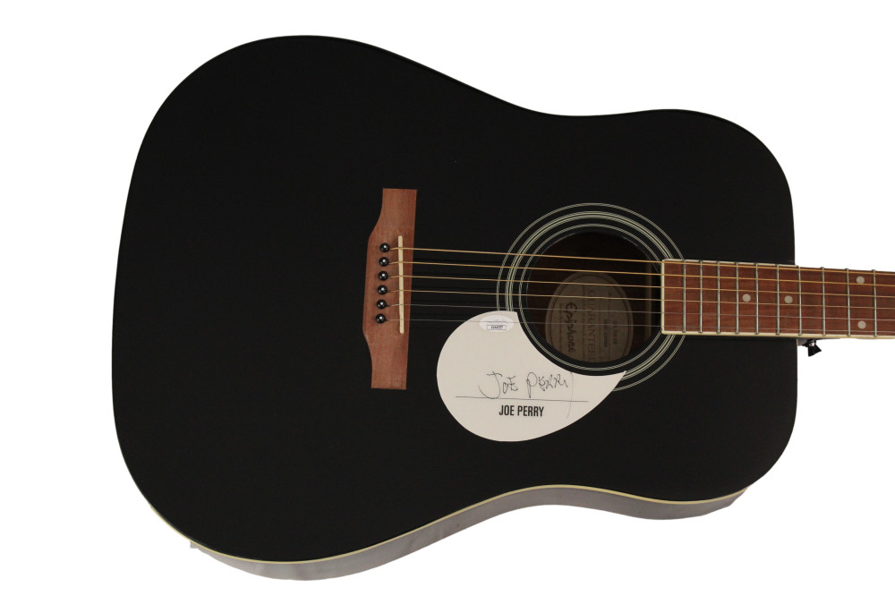 JOE PERRY SIGNED AUTOGRAPH GIBSON EPIPHONE ACOUSTIC GUITAR - AEROSMITH JSA COA