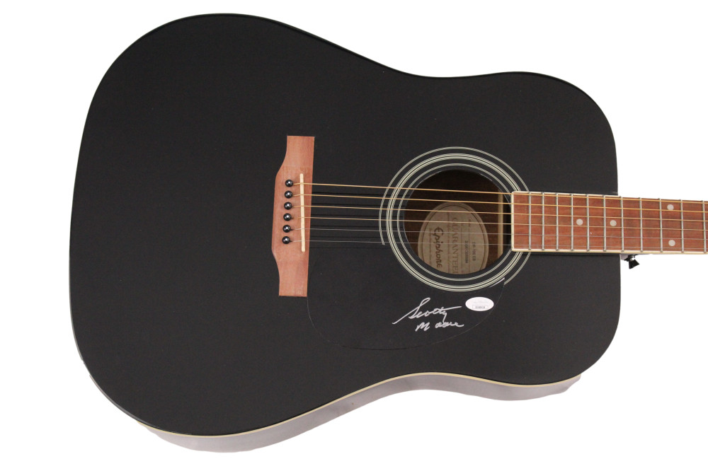 SCOTTY MOORE SIGNED AUTOGRAPH EPIPHONE ACOUSTIC GUITAR ELVIS PRESLEY BAND JSA