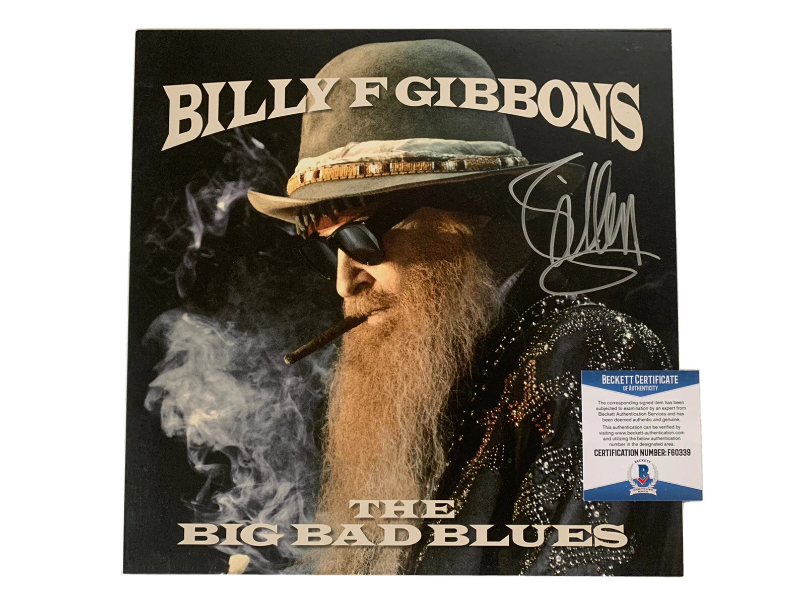 Billy Gibbons ZZ Top Autographed Signed Big Bad Blues LP Beckett Certified