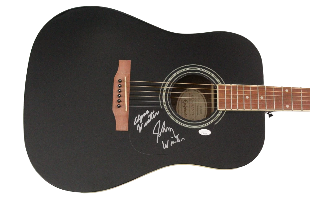 Johnny Winter & Edger Winter Signed Autograph Gibson Epiphone Guitar w/ JSA COA